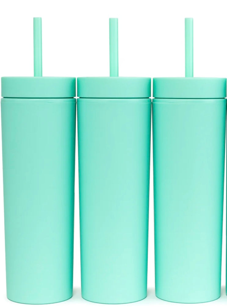 Two Matching Cup Mockup Spring Tumblers 16 oz on Table, JPG